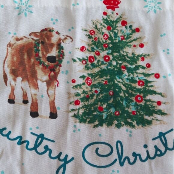 NEW The Pioneer Woman Country Christmas Cheerful Cow Rose Kitchen Apron - Picture 12 of 14